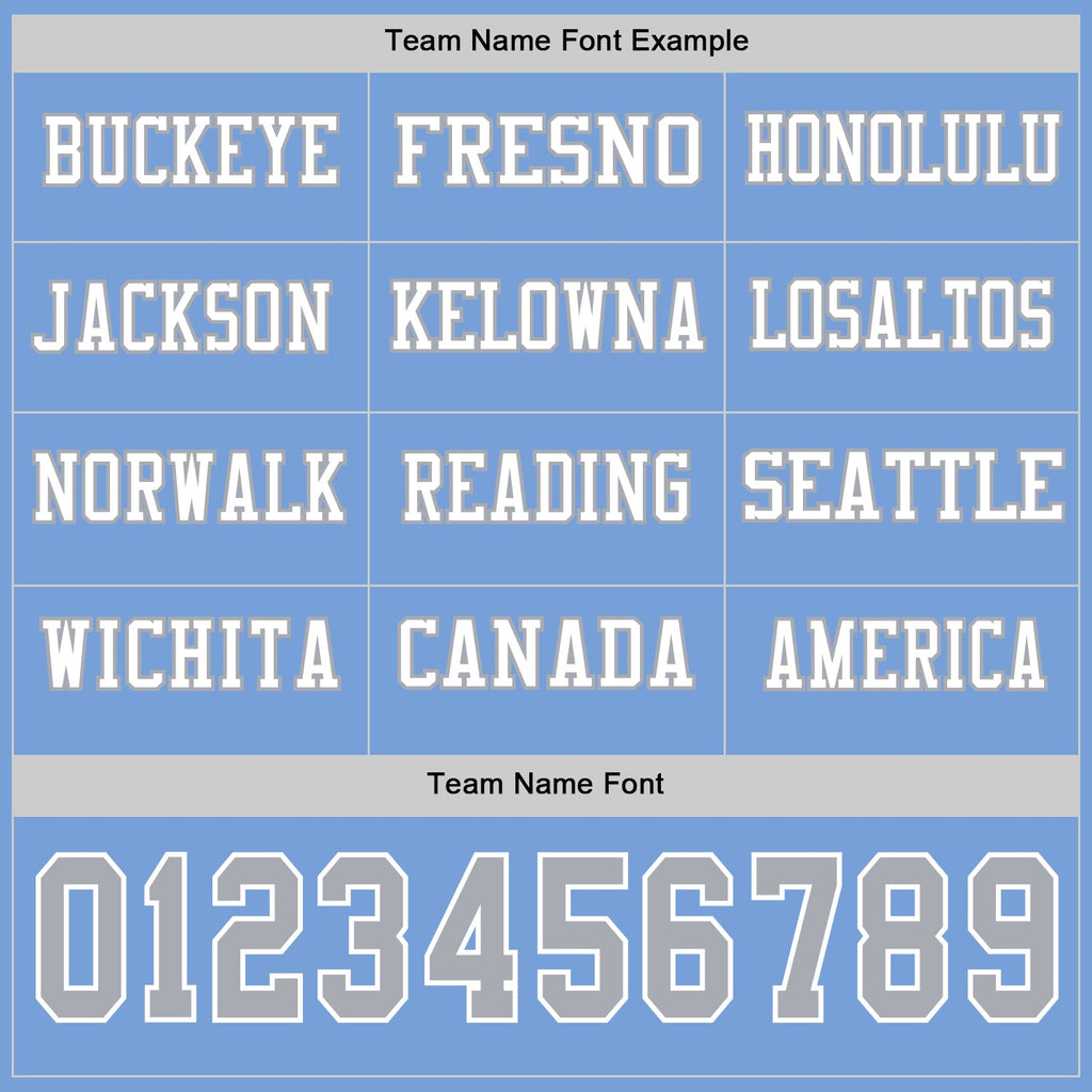 Custom Light Blue Gray-White Long Sleeve Authentic Football Jersey