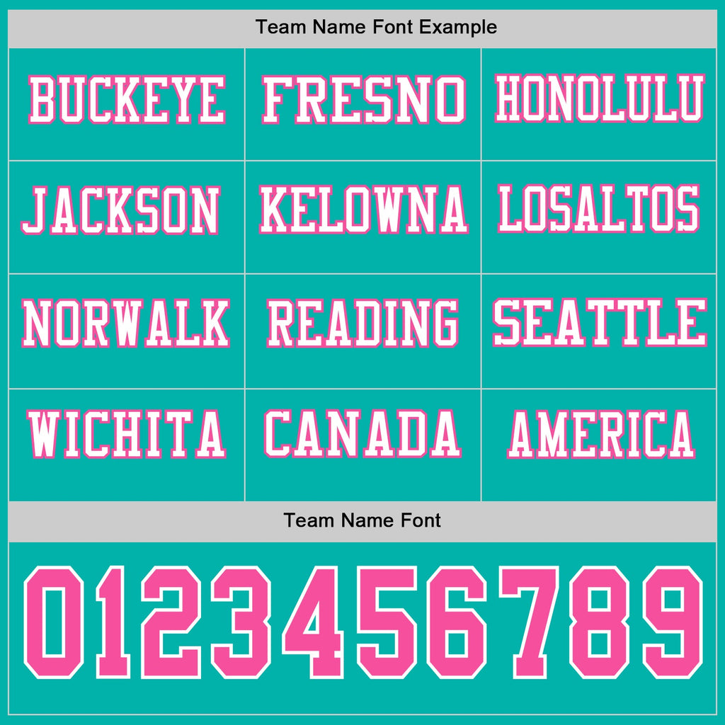 Custom Aqua Pink-White Long Sleeve Authentic Football Jersey