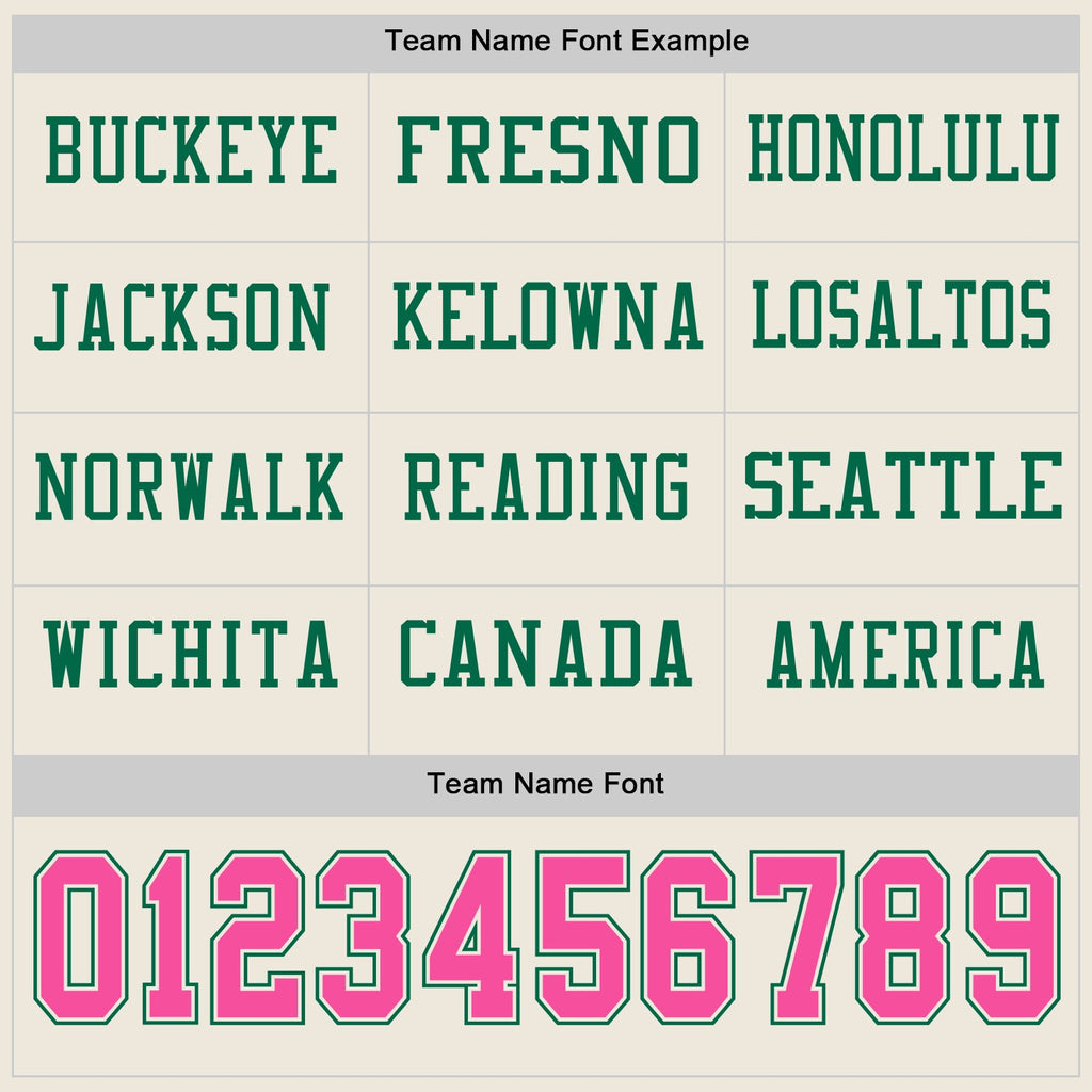 Custom Cream Pink-Kelly Green Long Sleeve Authentic Football Jersey