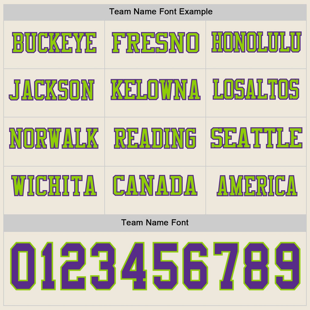 Custom Cream Purple-Neon Green Long Sleeve Authentic Football Jersey