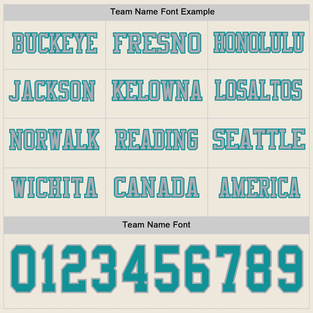 Custom Cream Teal-Gray Long Sleeve Authentic Football Jersey