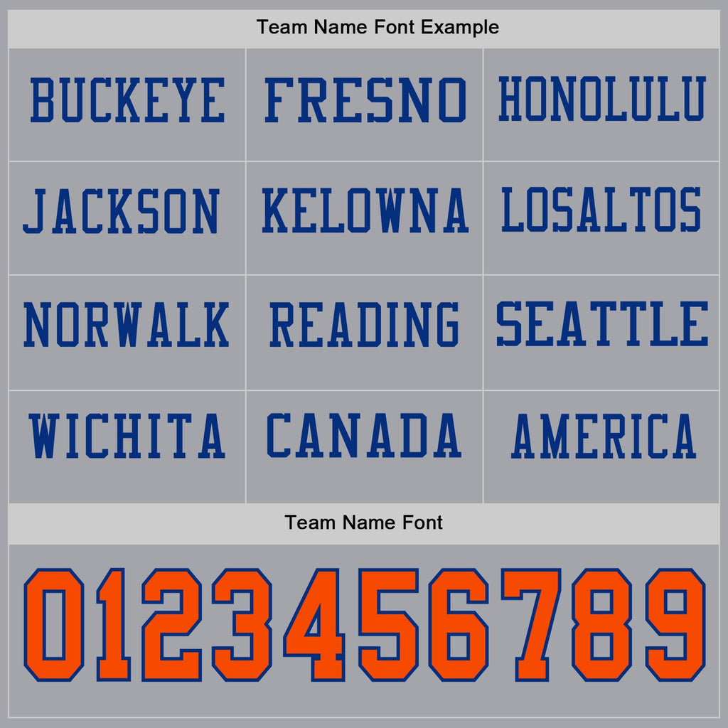 Custom Gray Orange-Royal Long Sleeve Authentic Football Jersey