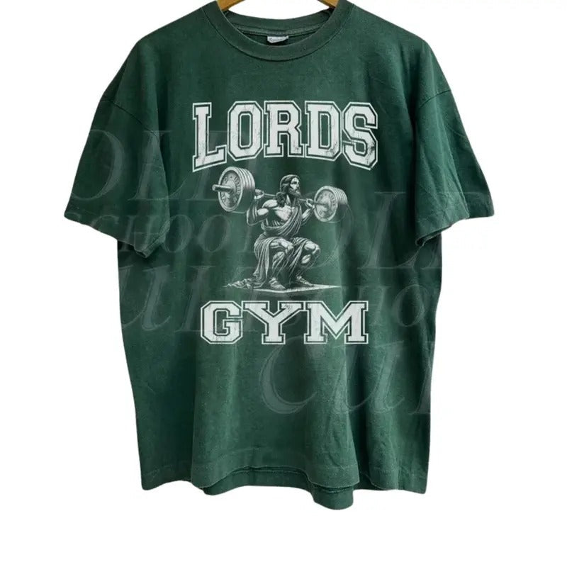 Lords Gym Vintage 90s Shirt Jesus Pump Cover Shirt Bench Press Sin World Christian Shirt Retro Gym Y2k T-Shirts