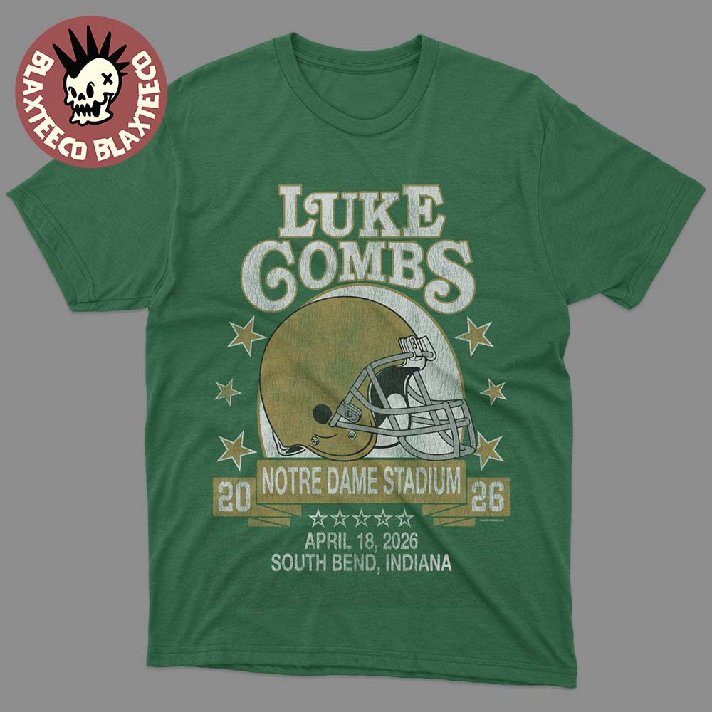 Luke Combs South Bend Indiana 2026 Tour Merch Tee At Notre Dame Stadium April 18 2026 Notre Dame Fighting Irish Helmet T-Shirt