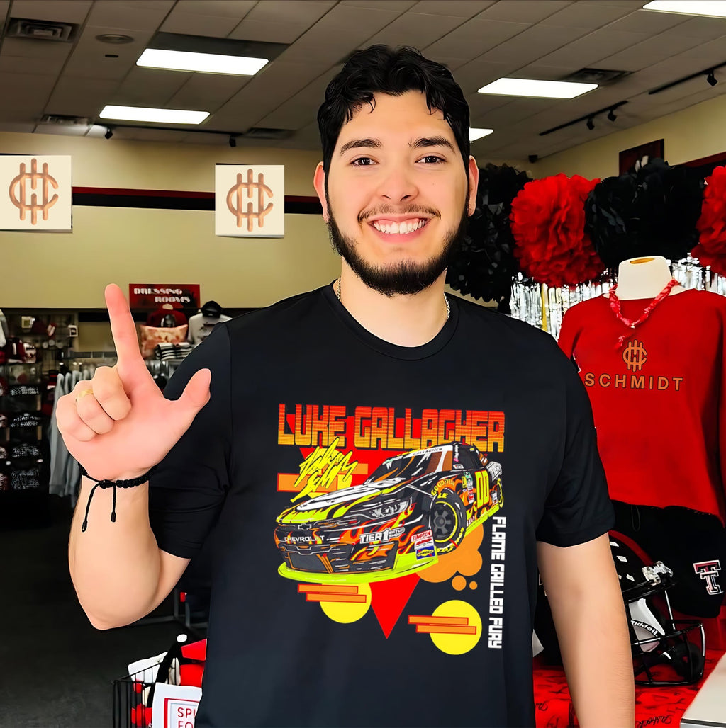Luke Gallagher Flame Grilled Fury Racing shirt