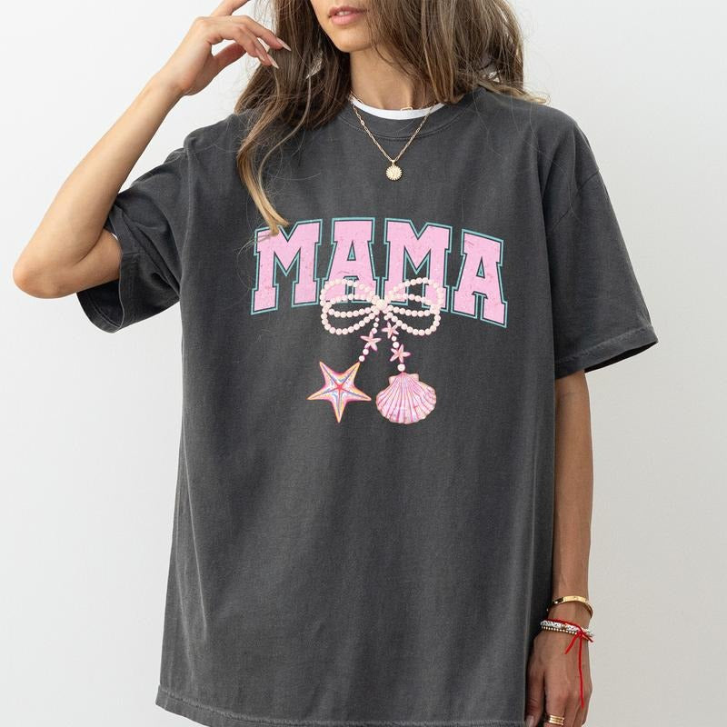 MAPTEES Coquette Pearl Mama Comfort Colors Shirt Hot Mom Summer Summer Mama Mom T-Shirts
