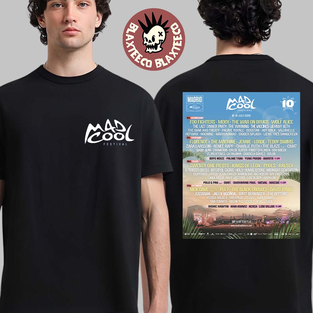 Mad Cool Festival 2026 Lineup Madrid Spain From 8 To 11 July 2026 Two Sided T-Shirt