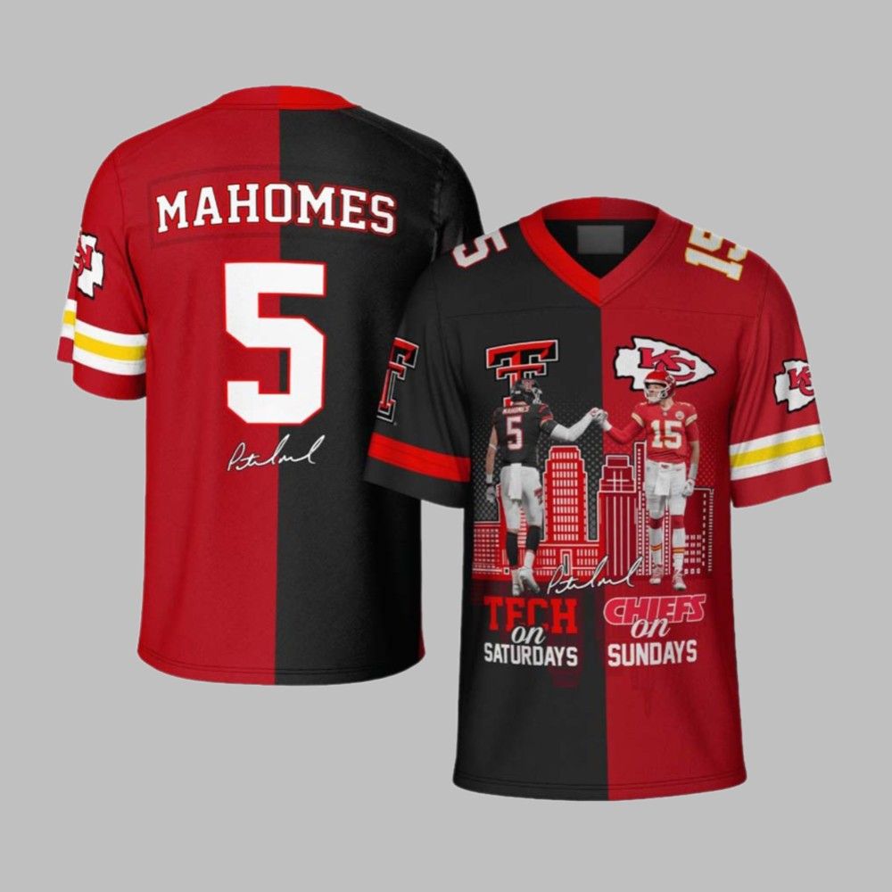 Mahomes Tech On Saturdays Chiefs On Sundays Football Jersey - Grishko.com