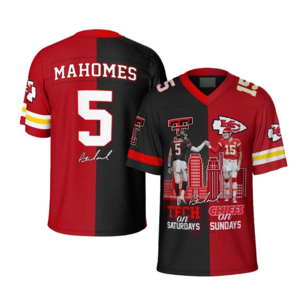 Mahomes Tech On Saturdays Chiefs On Sundays Football Jersey - Grishko.com