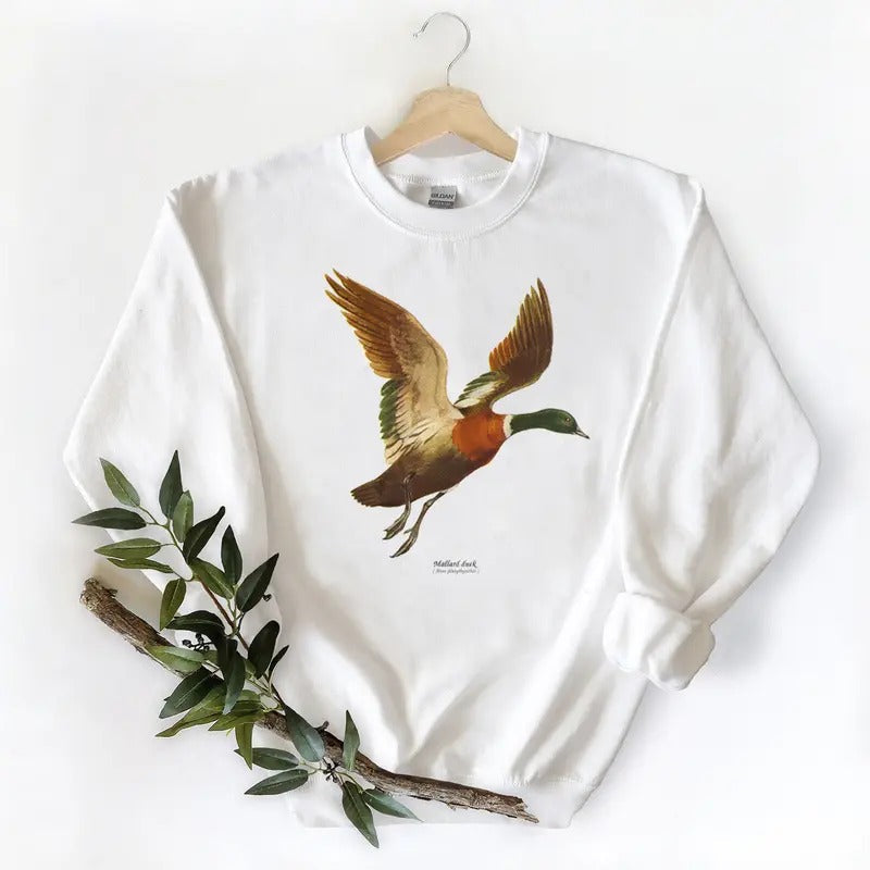 Mallard Duck National Wildlife Watercolor Hunting Season Cotton Fabric Womenswear T-Shirts