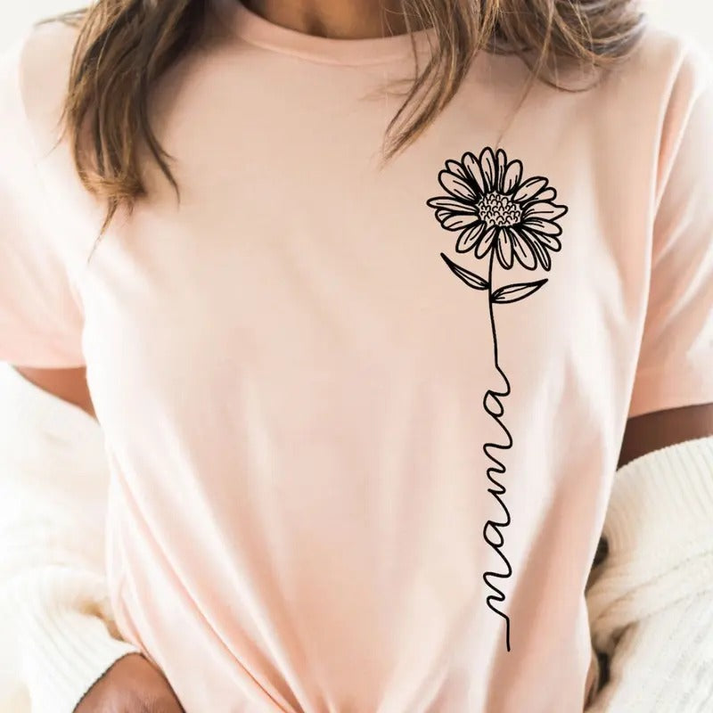Mama Flower Mom Shirt Shirts Mama Svg Wildflower Shirt Menswear Womenswear Streetwear T-Shirts