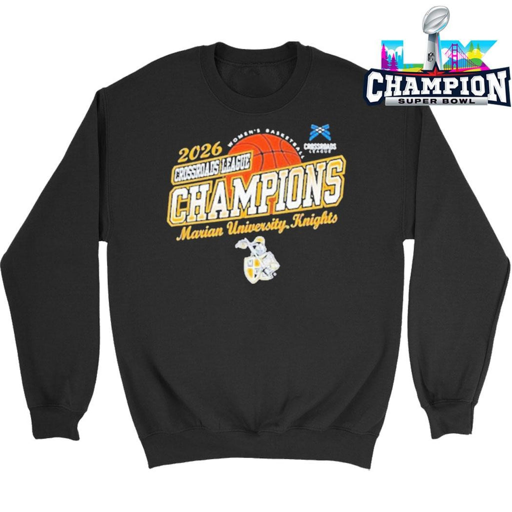 Marian University Knights Champions Women’s Basketball 2026 Crossroads League Tournament Shirt