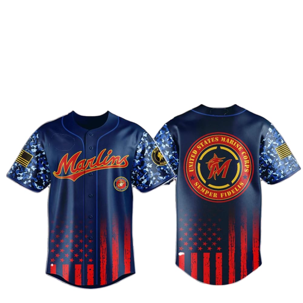 Marlins Marine Corps Military Appreciation Baseball Jersey 2025 - Grishko.com