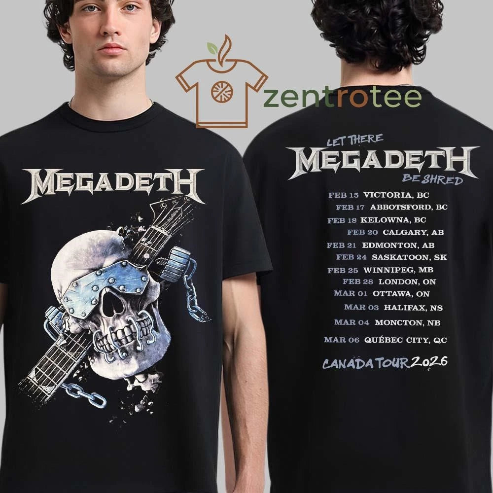 Megadeth Canada 2026 Tour Merch Vic Let There Be Shred With Dates tee