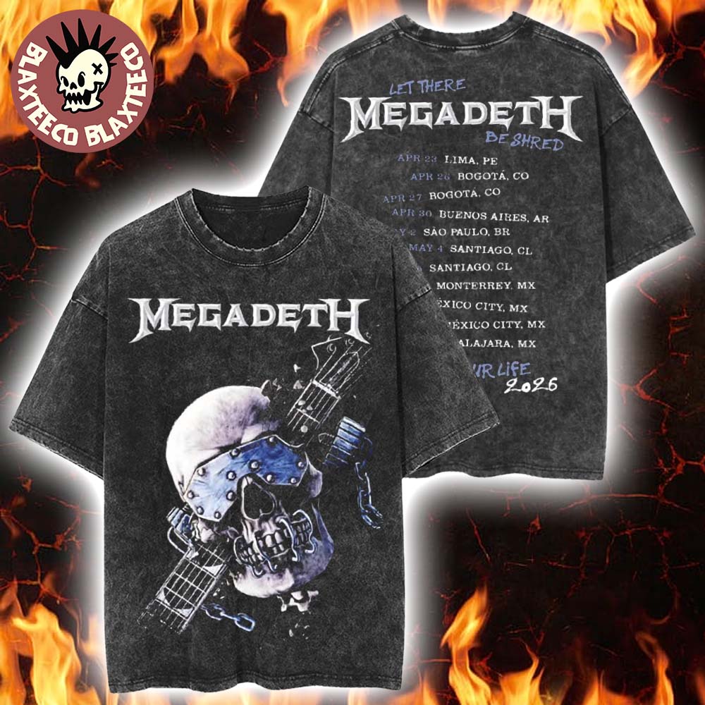 Megadeth This Was Our Life 2026 Latin America Tour Merch Vic Let There Be Shred With Dates Back Retro Washed Tee