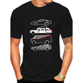 Casual Black Short Sleeve Unique Car Print Round Neck Summer Machine Washable Cotton & Elastane Blend Made USA T-Shirts
