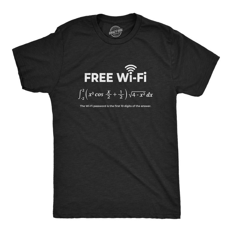 Free Wifi Nerdy Math Equation Novelty Casual Menswear Nerd Meme Short Sleeve Novelty Guys Black (1)