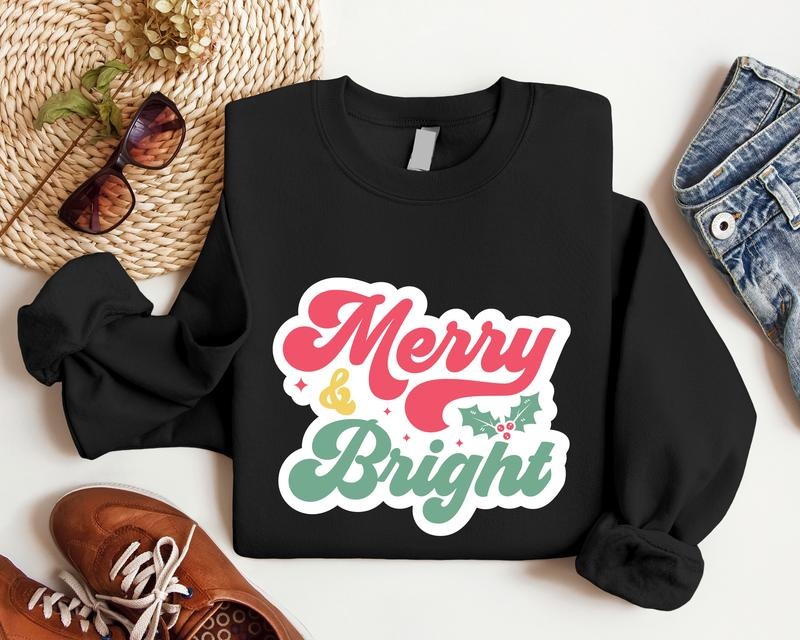 Merry Bright Merry Cute Xmas Party Winter T-Shirts