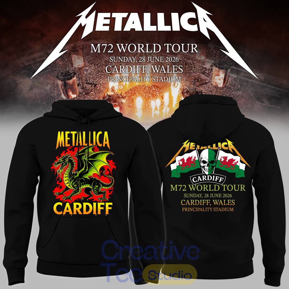 Metallica 2026 M72 World Tour Cardiff, Wales New Version Hoodie