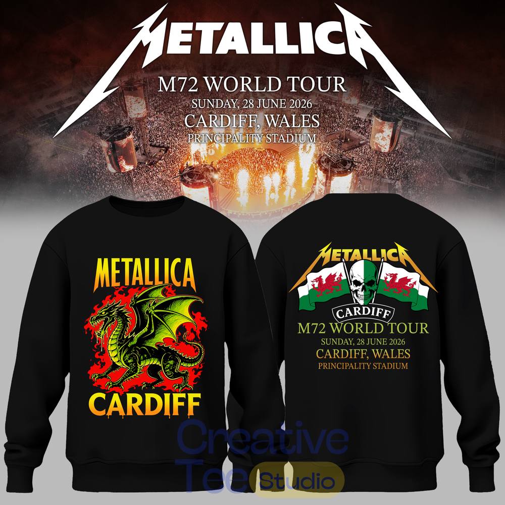 Metallica 2026 M72 World Tour Cardiff, Wales New Version Hoodie