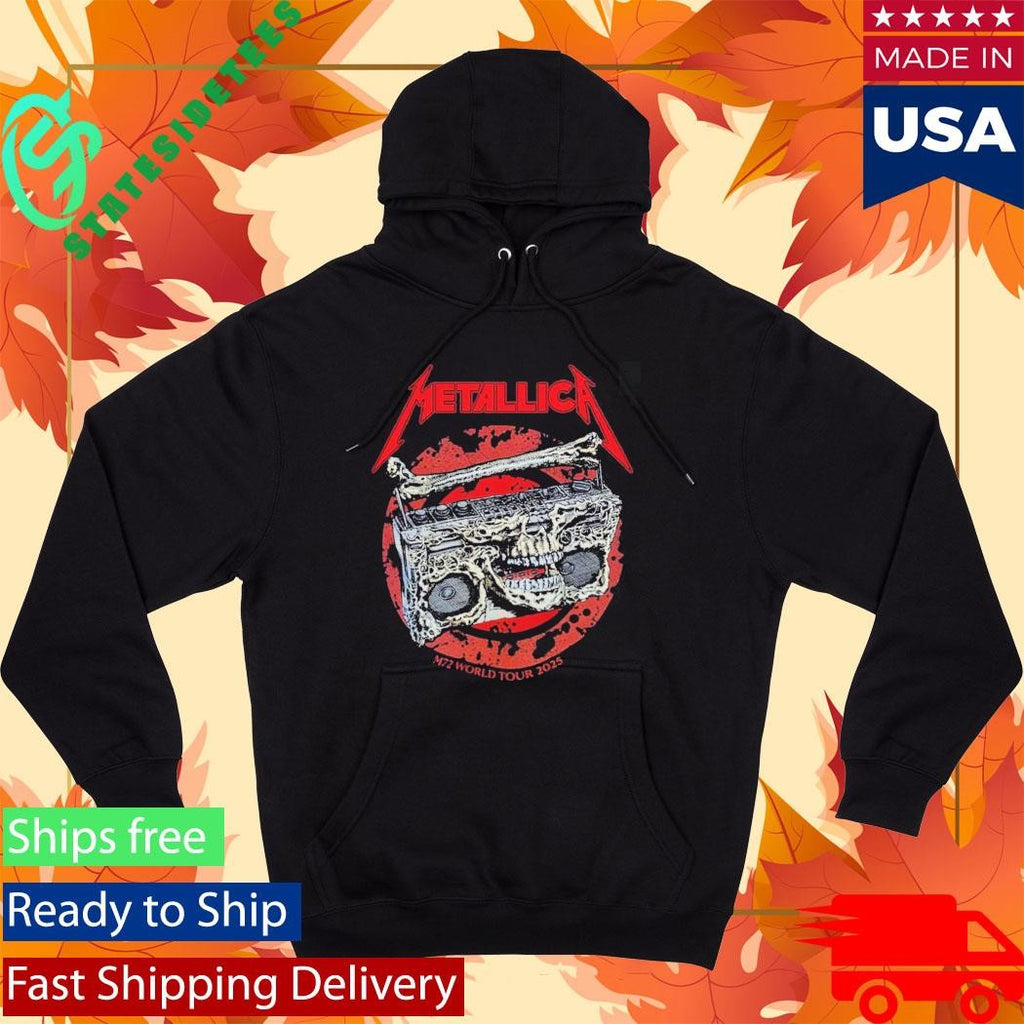 Metallica M72 Adelaide Australia 2025 Venue Tee At Adelaide Oval On November 5 2025 Skeleton Boombox From Hell Two Sided Shirt