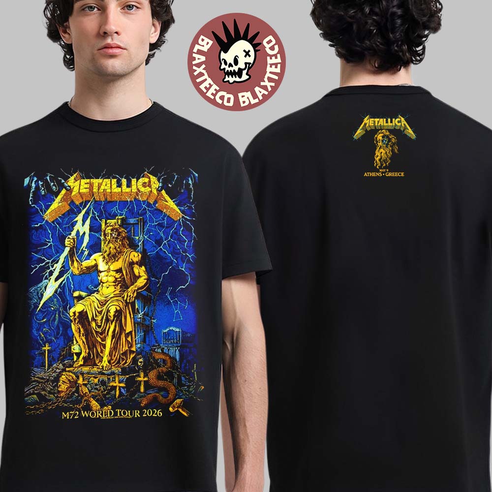 Metallica M72 Athens 2026 Venue Tee At Olympic Stadium On 9 May 2026 Zeus Art Two Sided T-Shirt