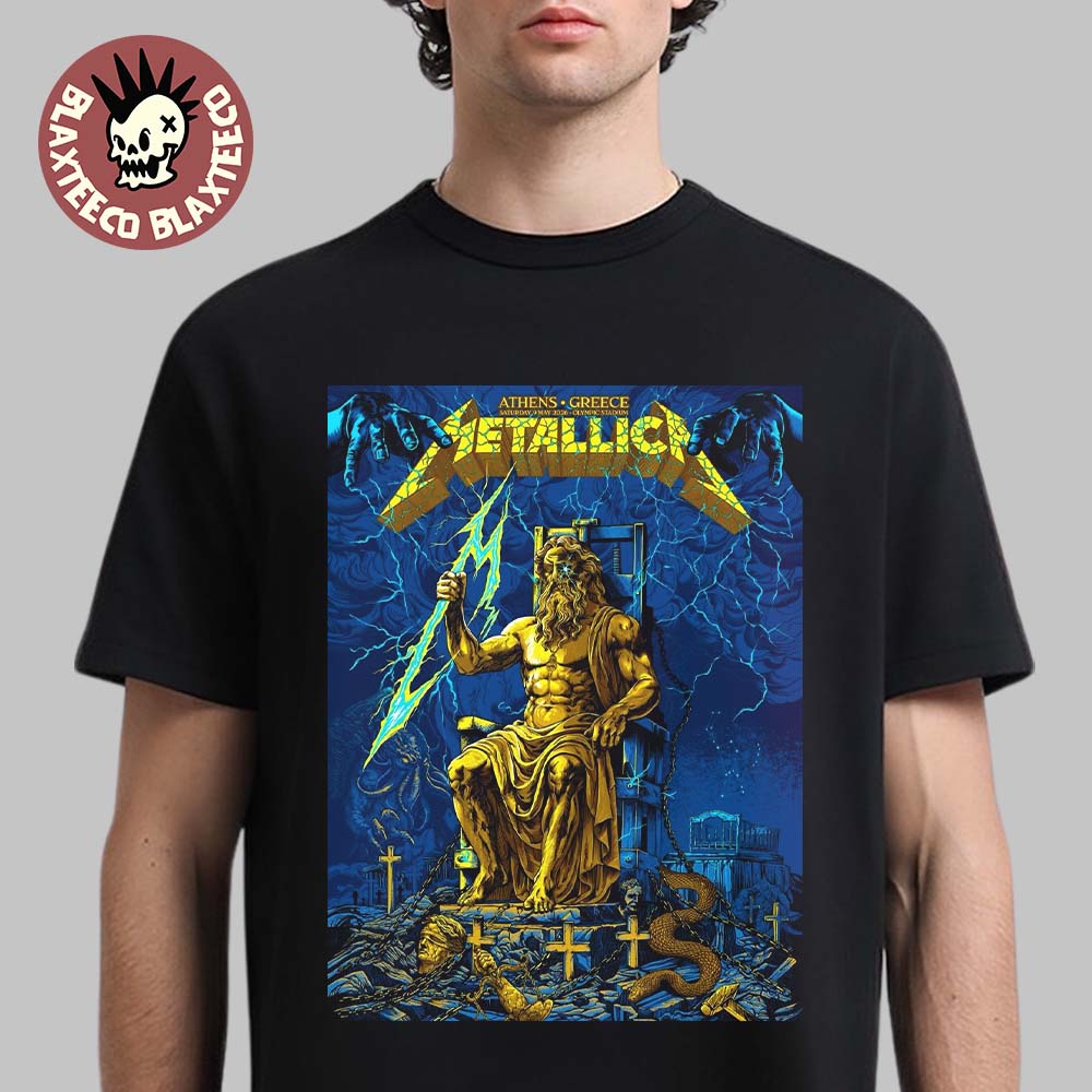 Metallica M72 Athens Greece 2026 Limited Edition Show Poster At Olympic Stadium On 9 May 2026 Zeus The King Of Gods T-Shirt