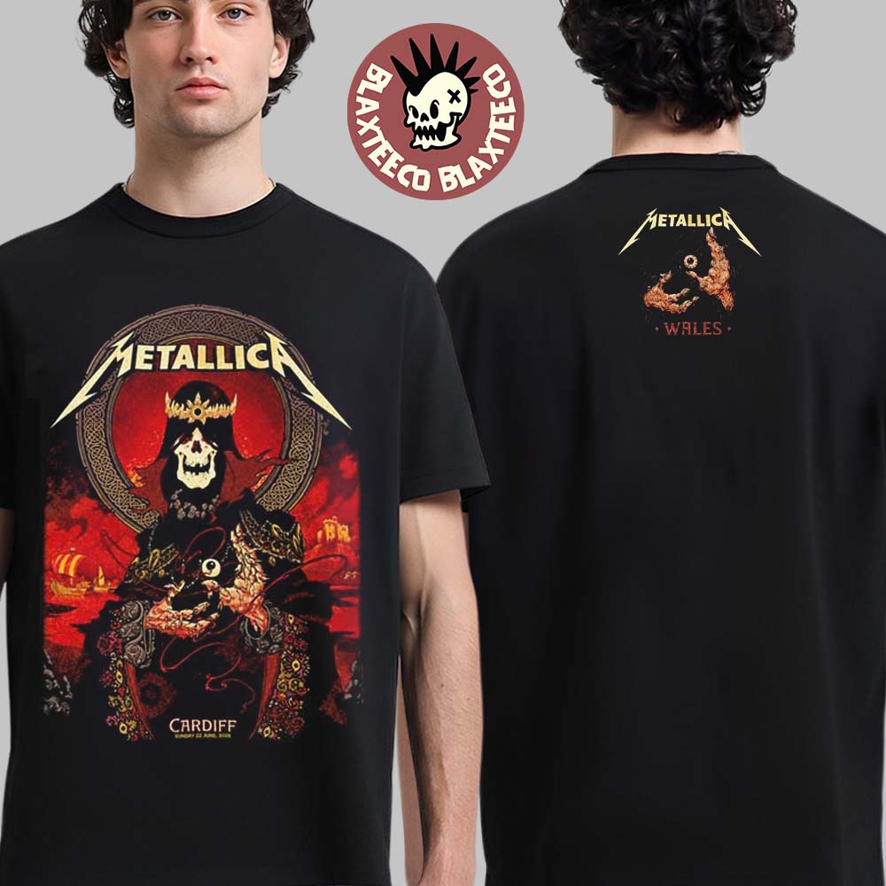 Metallica M72 Cardiff Wales 2026 Pop Up Shop Merch Tee At Principality Stadium On 28 June 2026 Two Sided T-Shirt