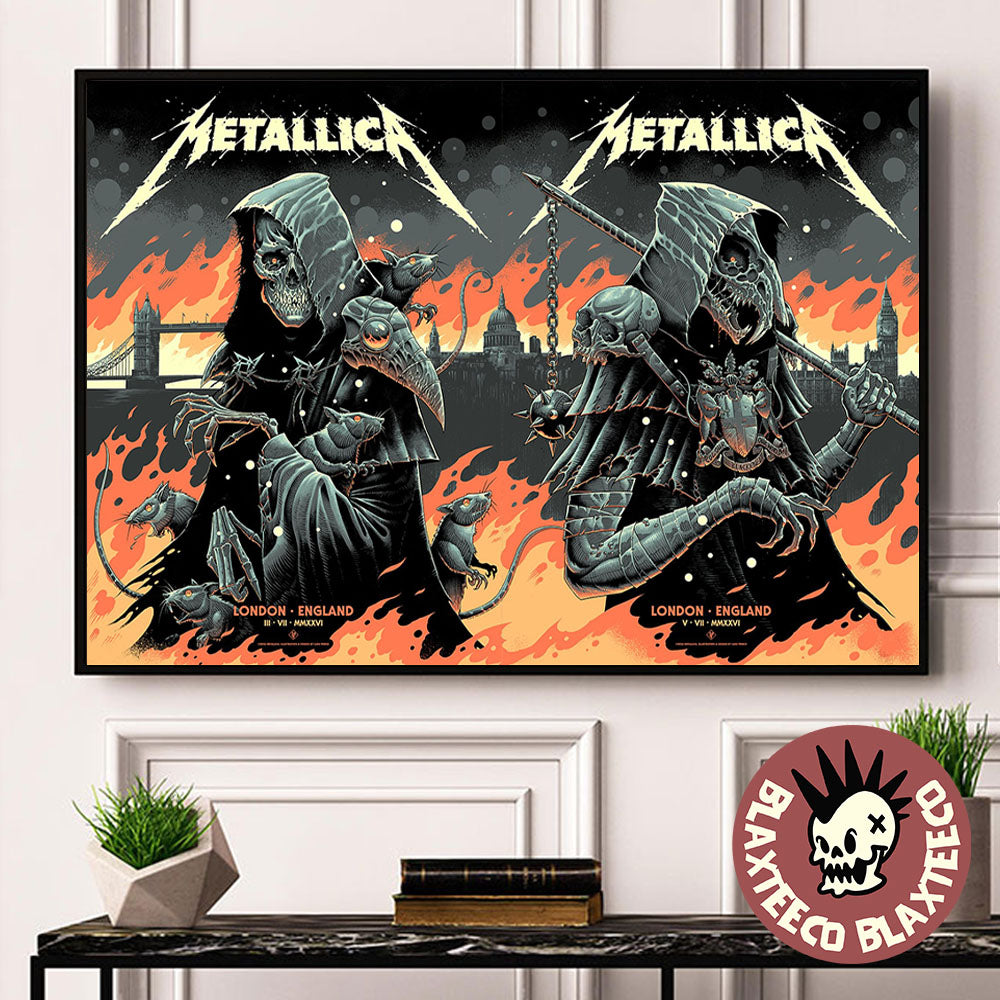Metallica M72 London England UK 2026 Night 1 And 2 Combined Set Event Poster At London Stadium On 3 And 5 June 2026 Decor Poster Canvas