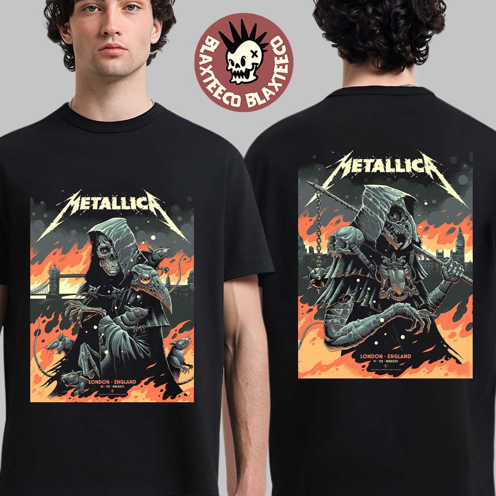 Metallica M72 London England UK 2026 Night 1 And 2 Combined Set Event Poster At London Stadium On 3 And 5 June 2026 Two Sided T-Shirt
