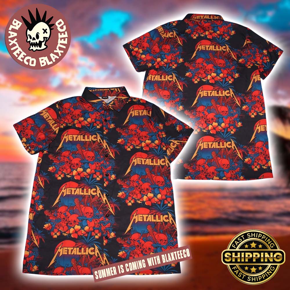 Metallica Red Skull Tropical Pattern 2025 Summer Hawaiian Shirt