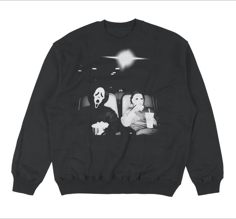 Michael Myers & Ghostface Halloween Movie Shirt Vintage Funny Halloween Shirt Spooky Shirt Treat Trick Movie Shirt Halloween Movie Horror Movie Shirt Halloween Menswear Streetwear Casual T-Shirts