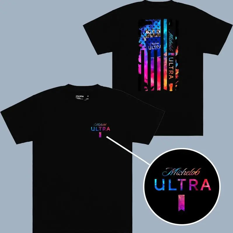 Michelob Ultra Beer Color Flag Double Side One Fits All Her Him T-Shirts