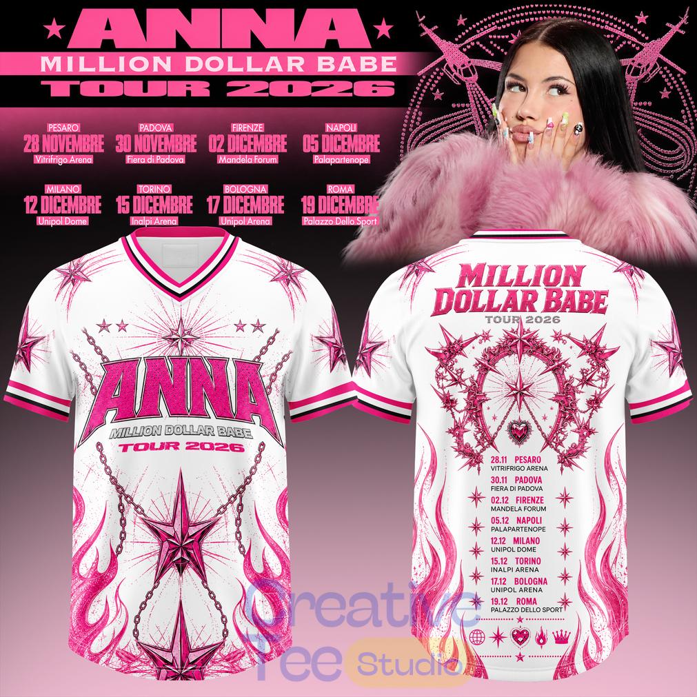 ANNA Million Dollar Babe Tour 2026 White Pink Flame Football Jersey