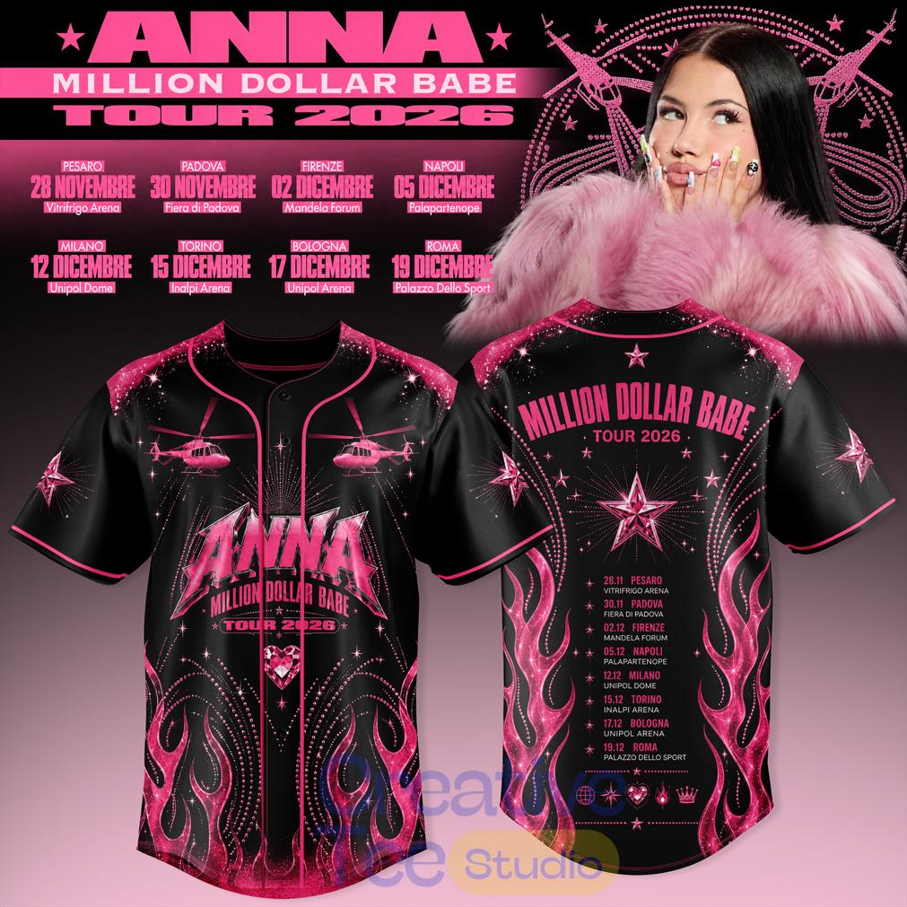 ANNA Million Dollar Babe Tour Black Pink Flame Baseball Jersey