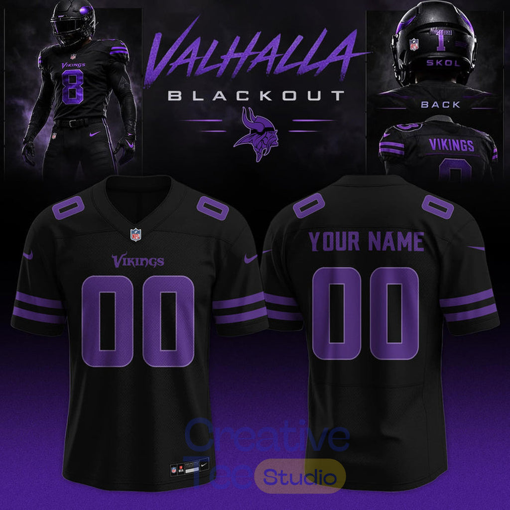 Minnesota Vikings ‘Black Out’ 2026 Special Edition Custom Football Jersey