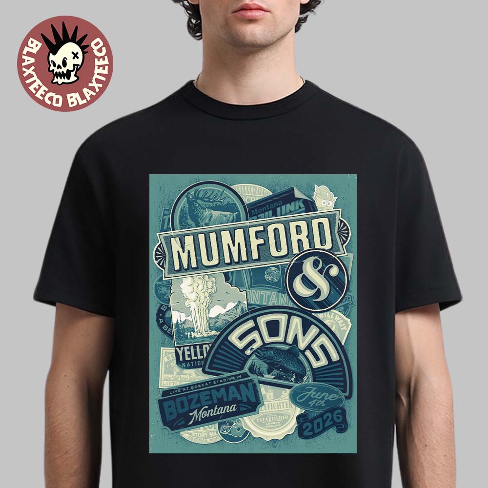 Mumford And Sons Bozeman Montana 2026 Venue Poster Live At Bobcat Stadium On June 4 2026 T-Shirt
