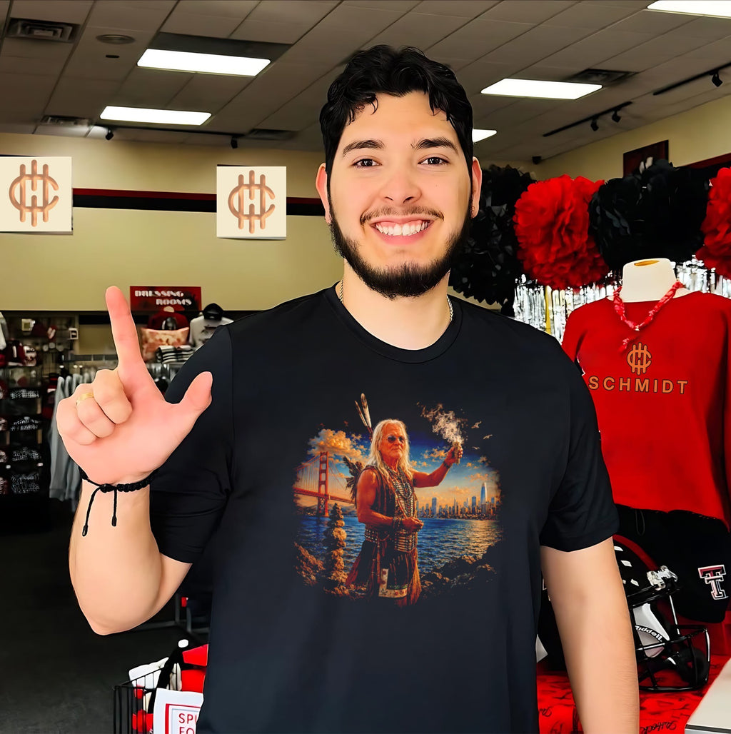Native American Elder Smudging with Sage at Golden Gate Bridge shirt