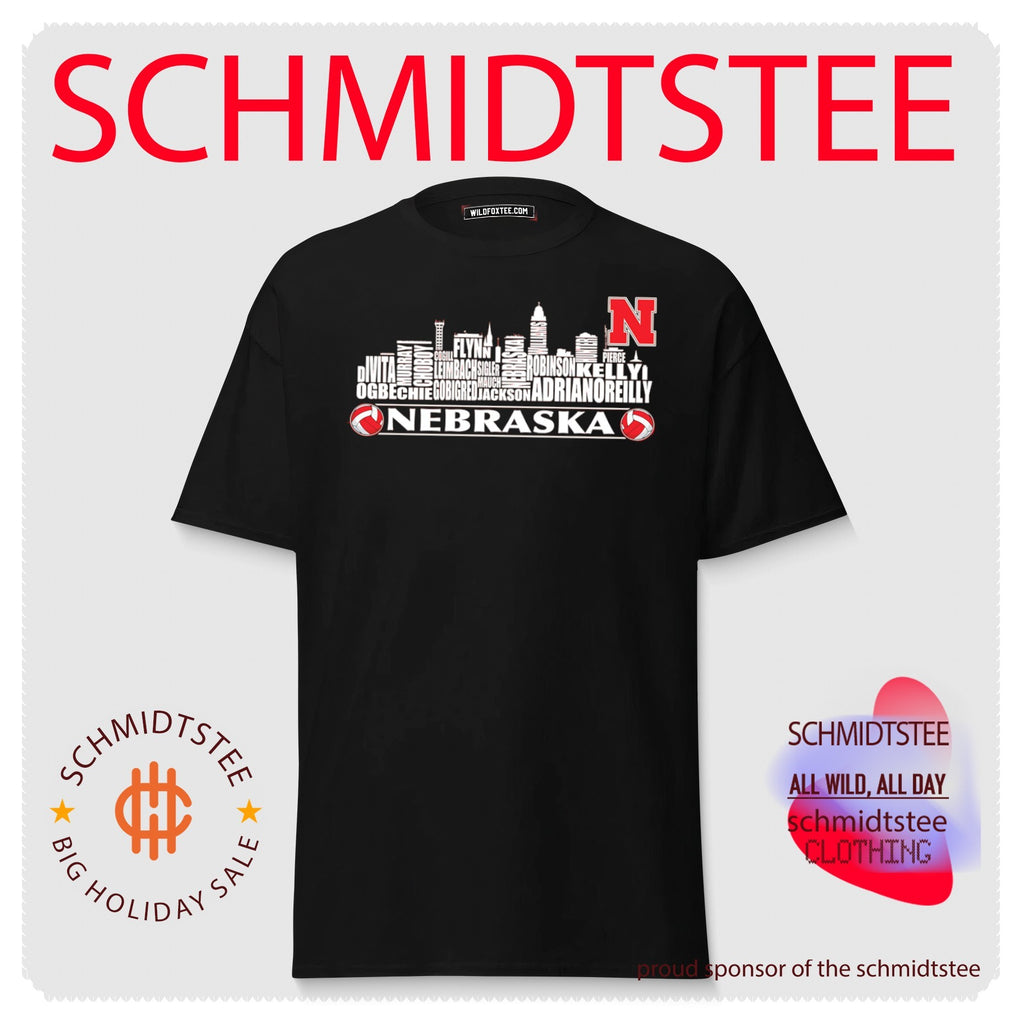 Nebraska Volleyball Player Name Roster Skyline shirt