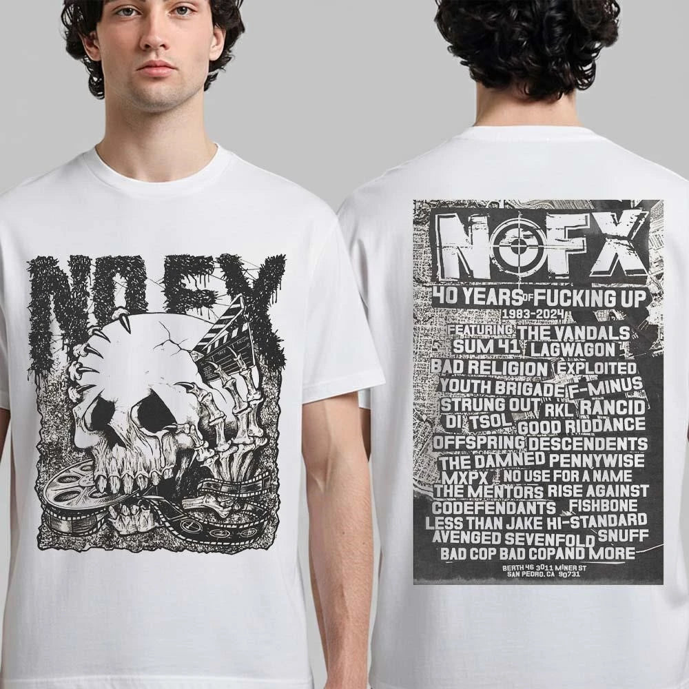 Nofx 40 Years Of Funkin #8217 Up Film Merch Og Film Skull Two Sided T Shirt