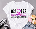 October Awareness Month Shirt Breast Cancer Awareness Domestic Violence Purple Pink Ribbon Shirt Warrior Support Shirt Survivor Mom T-Shirts