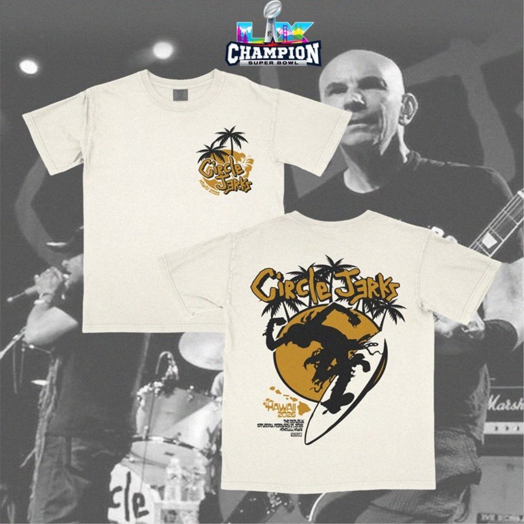 Official Circle Jerks Live Concert Saturday, February 21, 2026 The Republik in Honolulu, Hawaii Surf T-Shirts