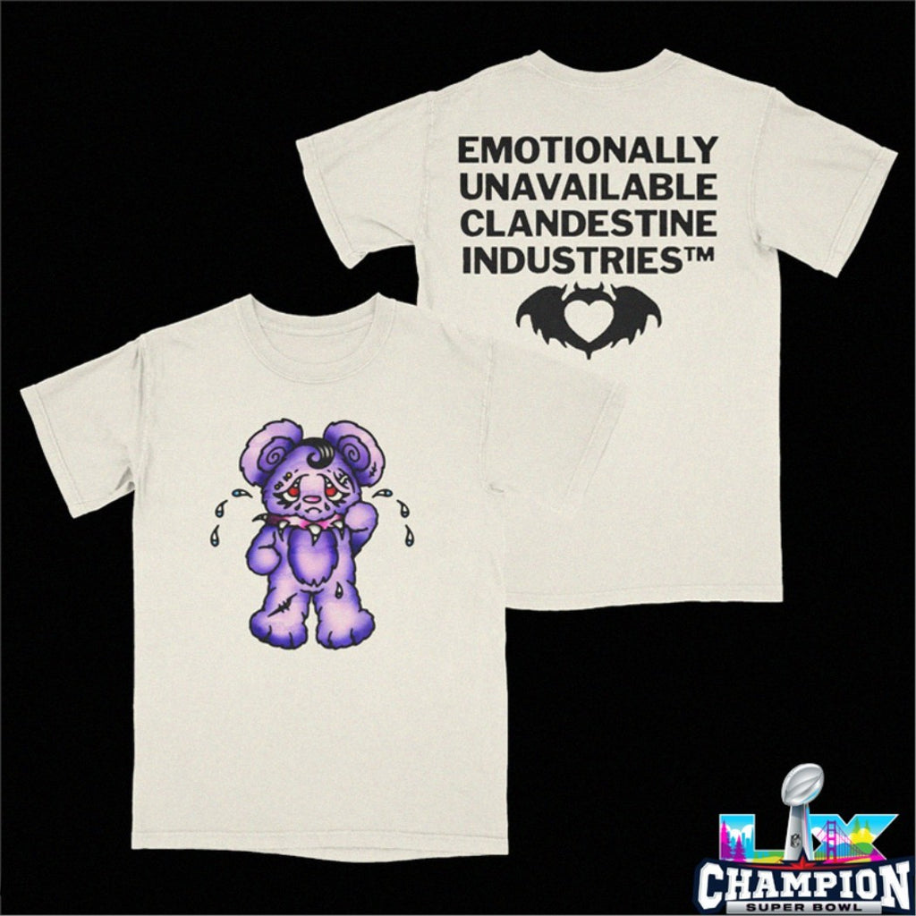 Official Clandestine Industries Emotionally Unavailable Cry T-shirts