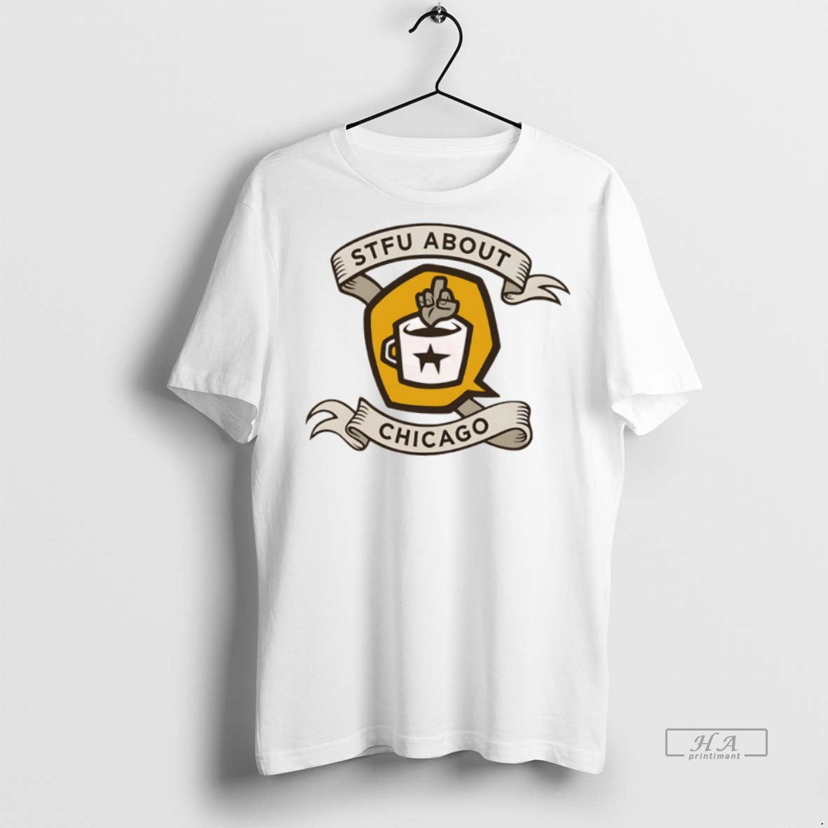 Official Stfu About Chicago Coffee Finger Graphic Shirt