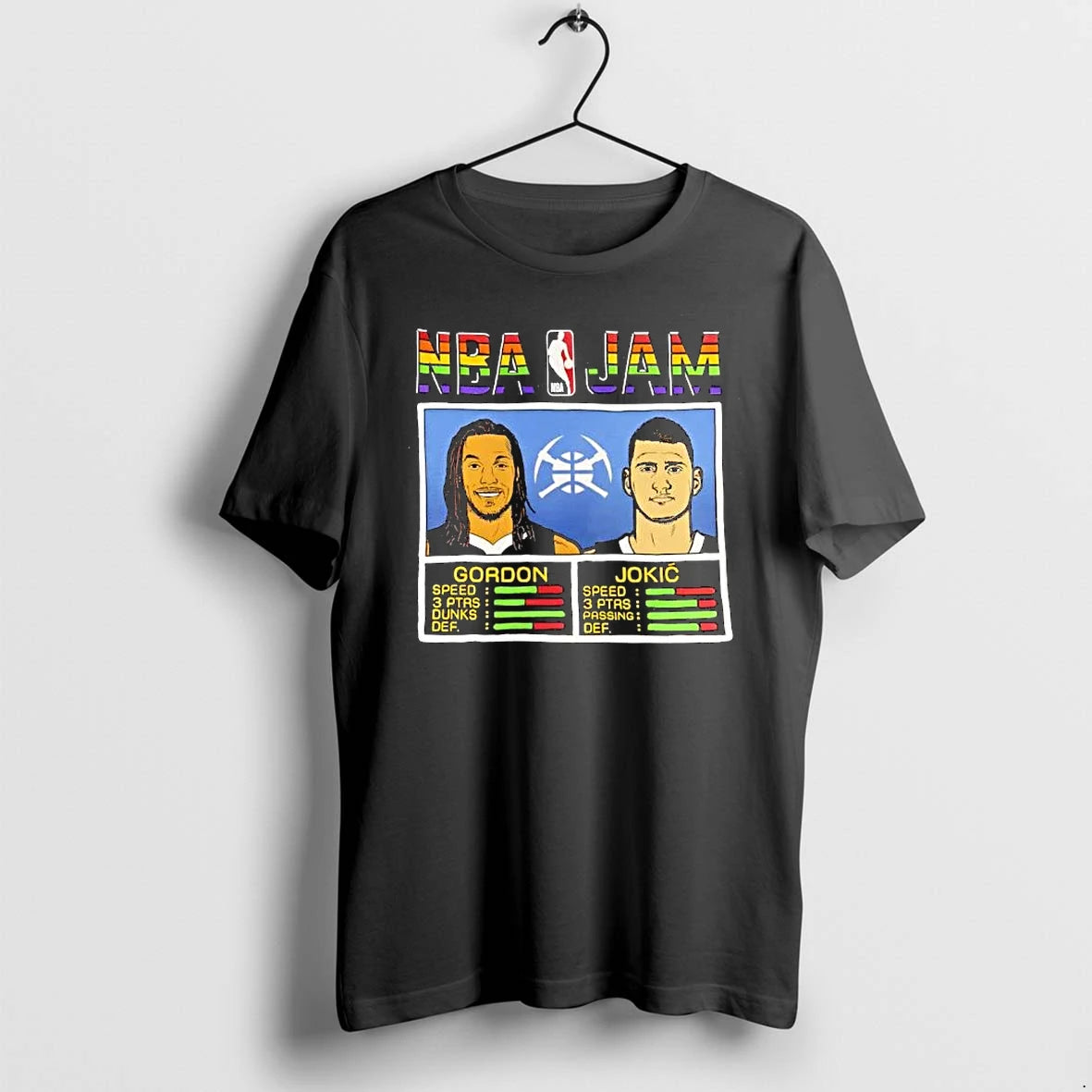 Officials Aaron Gordon And Nikola Jokic Denver Nuggets Nba Jam Retro Premium T Shirt