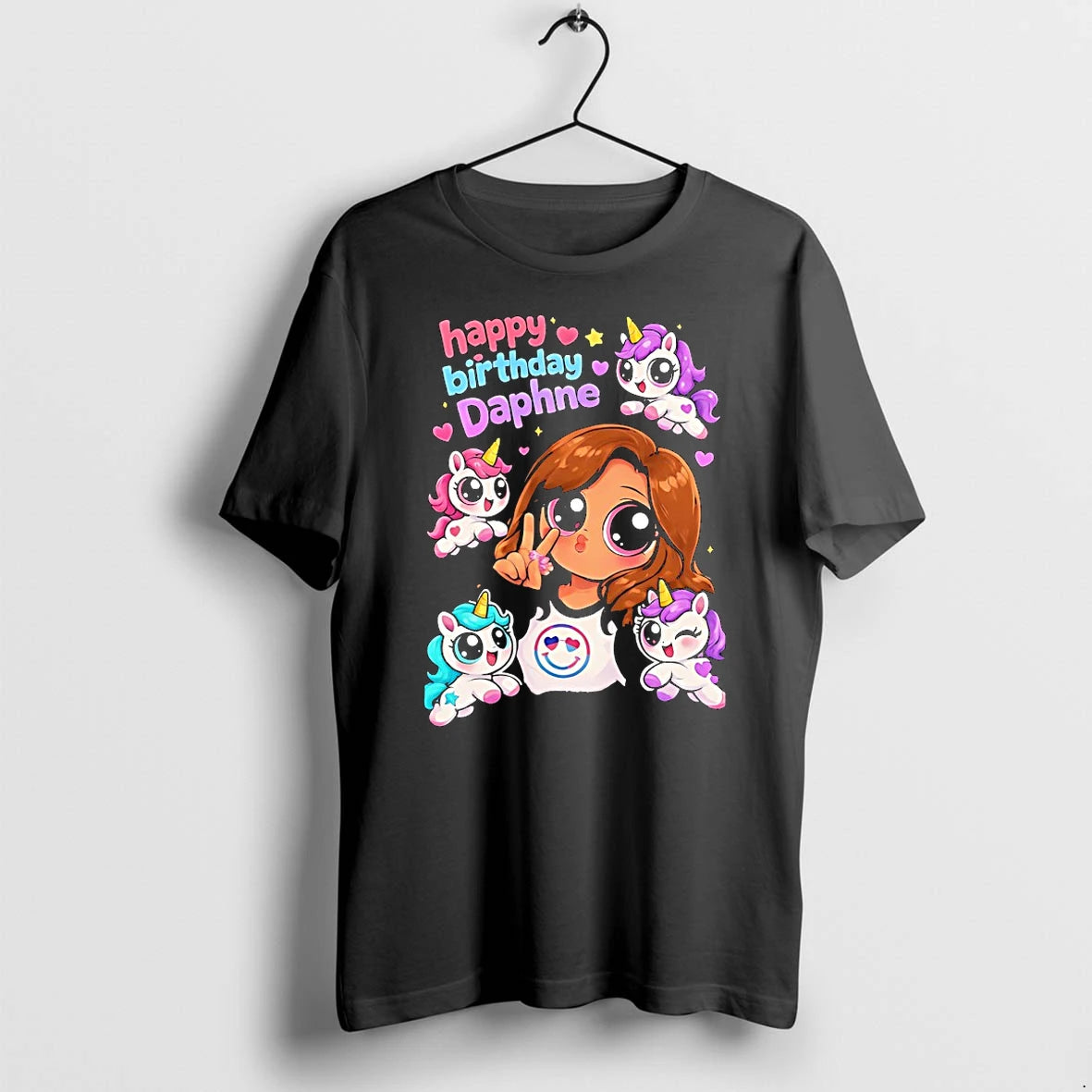 Officials Baby Girl With Four Cute Unicorn Happy Birthday Daphne T Shirt Sweater