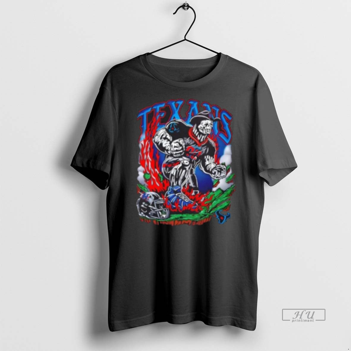 Officials Big Houston Texans Football Fire Graphic Tee Shirt Sweater