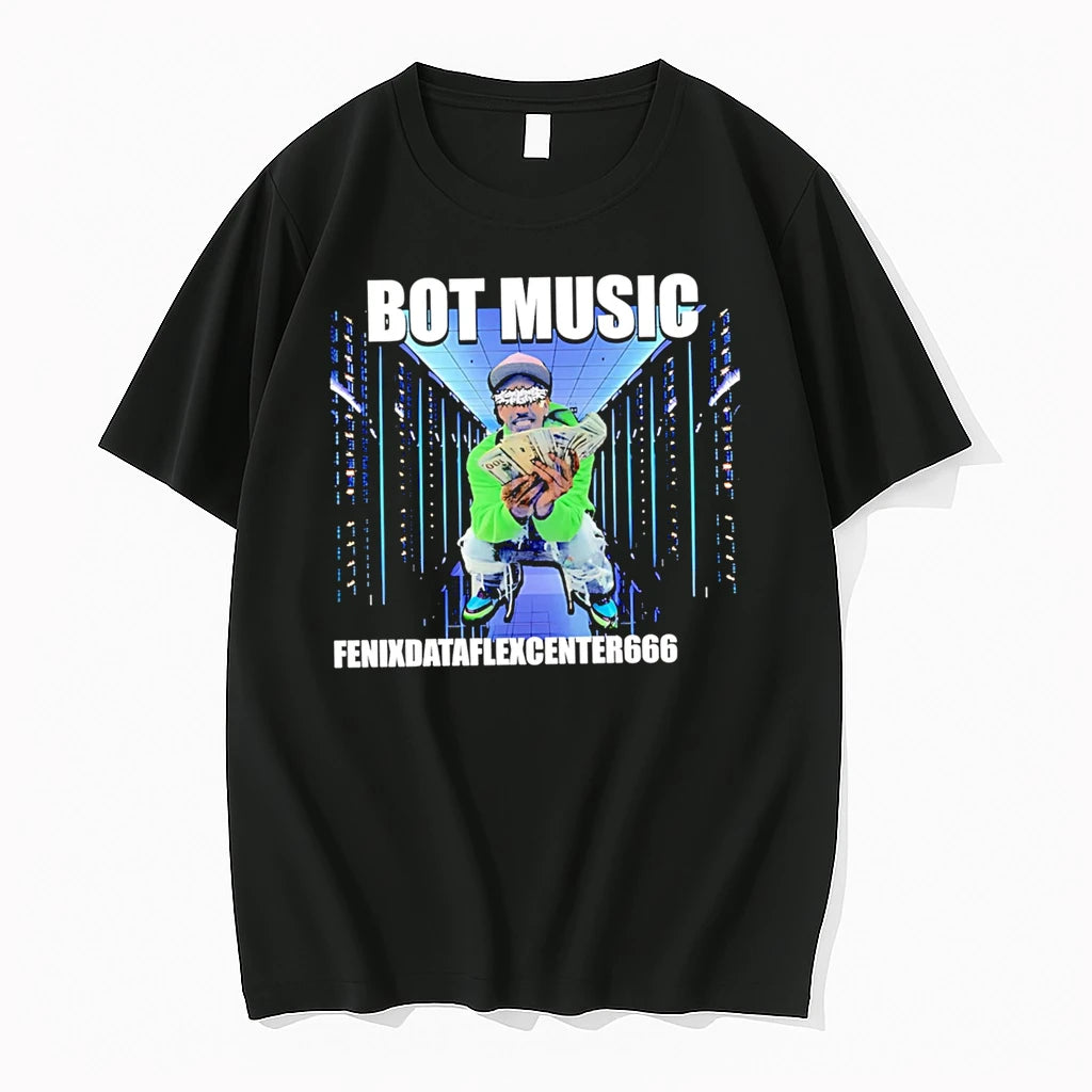Officials Bot Music Fenixdataflexcenter666 Man Holding Cash In Server Room Premium T Shirt