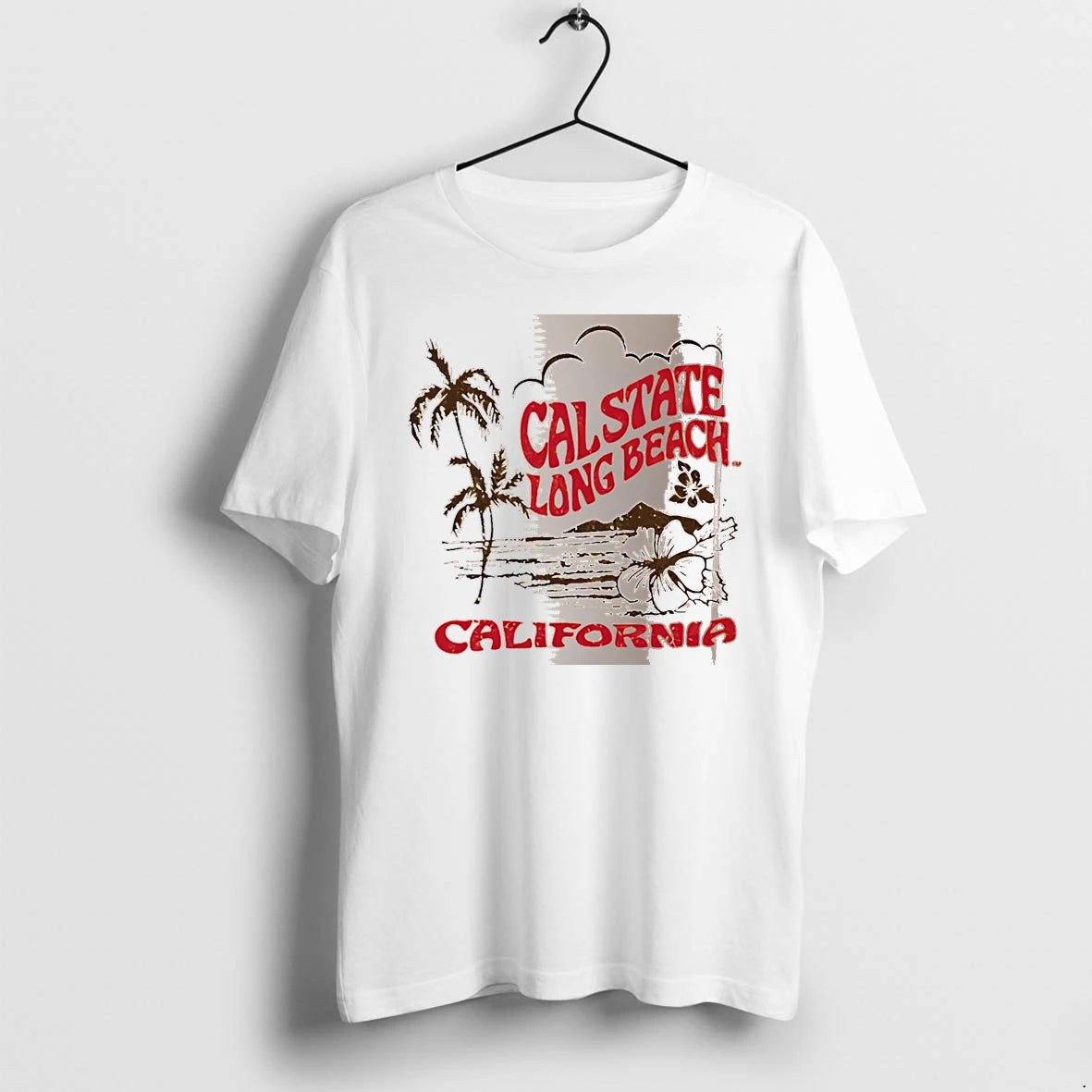 Officials Cal State Long Beach California Palm Tree Hibiscus Flower White Premium T Shirt