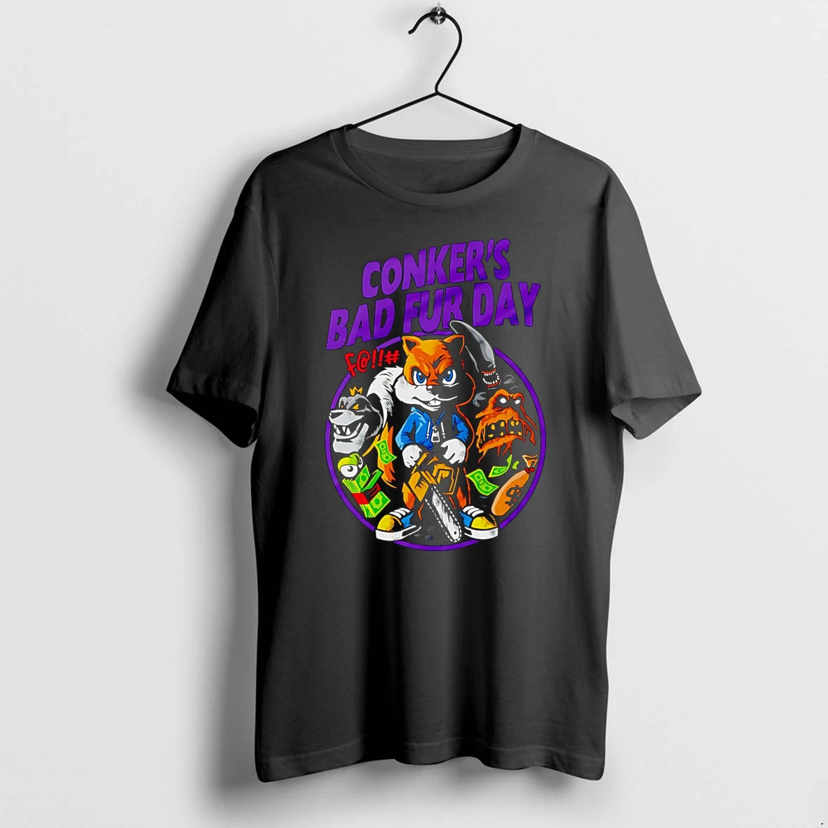 Officials Conkers Bad Fur Day Conker With Chainsaw Premium T Shirt